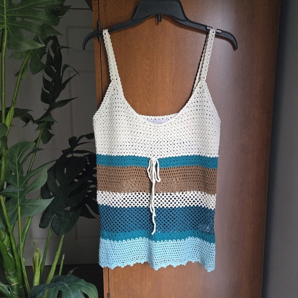 Tops - Old Navy Multicolor Crochet Cover Up Tank Top Vintage Y2k